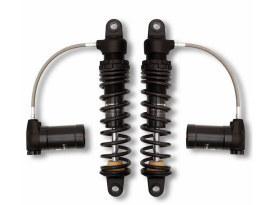 970 Series, 12in. Standard Spring Rate Rear Shock Absorbers with Remote Reservoir - Black. Fits Touring 1980up with 5 Speed Transmission. 