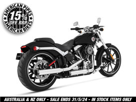 3in. Slip-On Mufflers - Black with Black End Caps. Fits Softail Breakout 2013-2017, Heritage Softail Classic 2007-2017, FXST 2007-2017 & Rocker 2008-2011. 