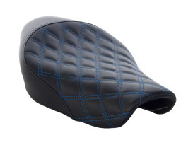 Renegade LS Solo Seat with Blue Double Diamond Lattice Stitch. Fits Sportster 2004-2021 with 4.5 Gallon Fuel Tank. 